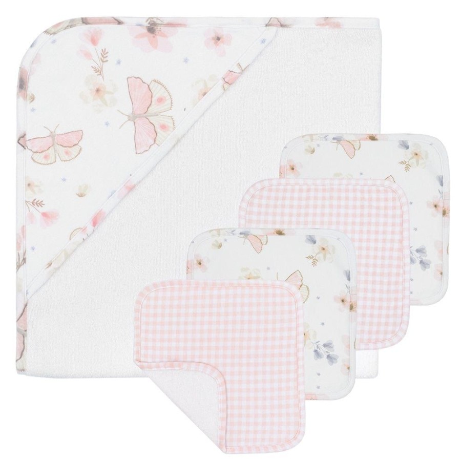 Shop Other Categories Living Textiles Bath Accessories | Living Textiles 5Pc Bath Gift Set Butterfly/Blush Gingham