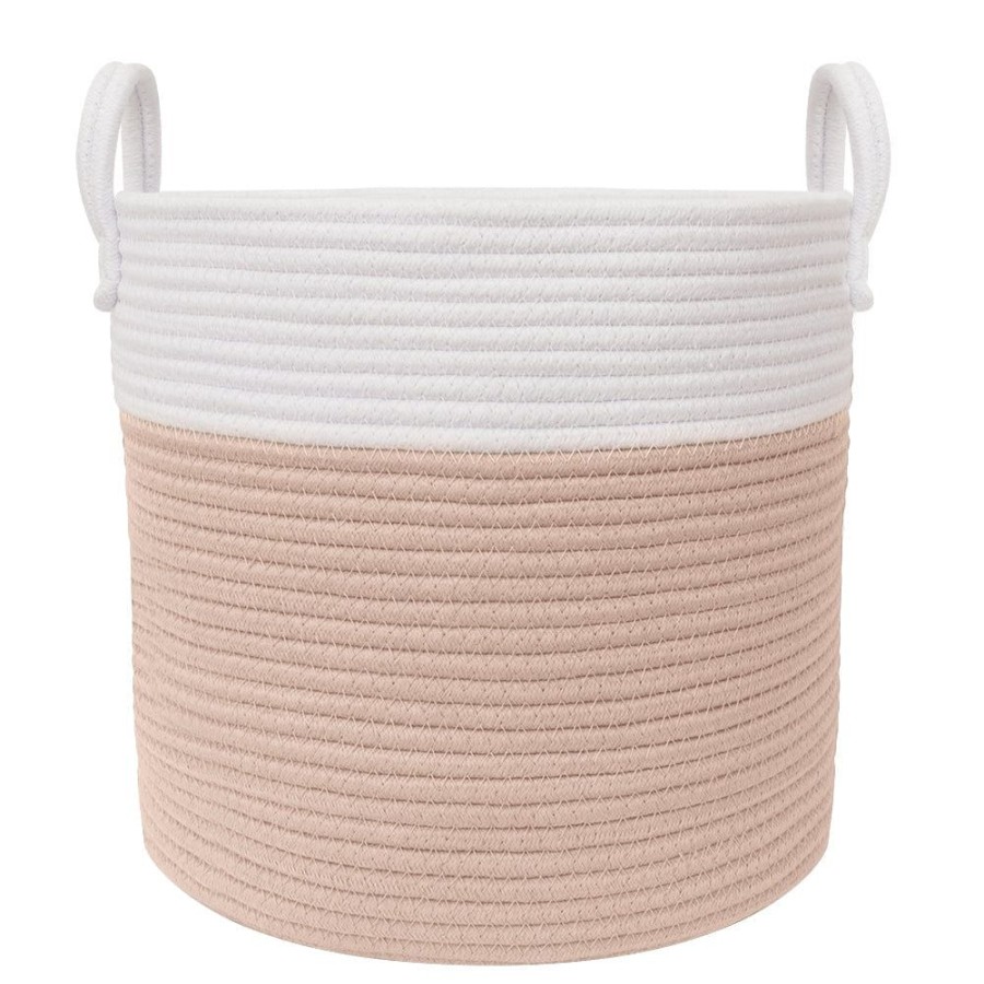 Shop Other Categories Living Textiles Nursery Storage | Living Textiles Cotton Rope Hamper Medium Blush