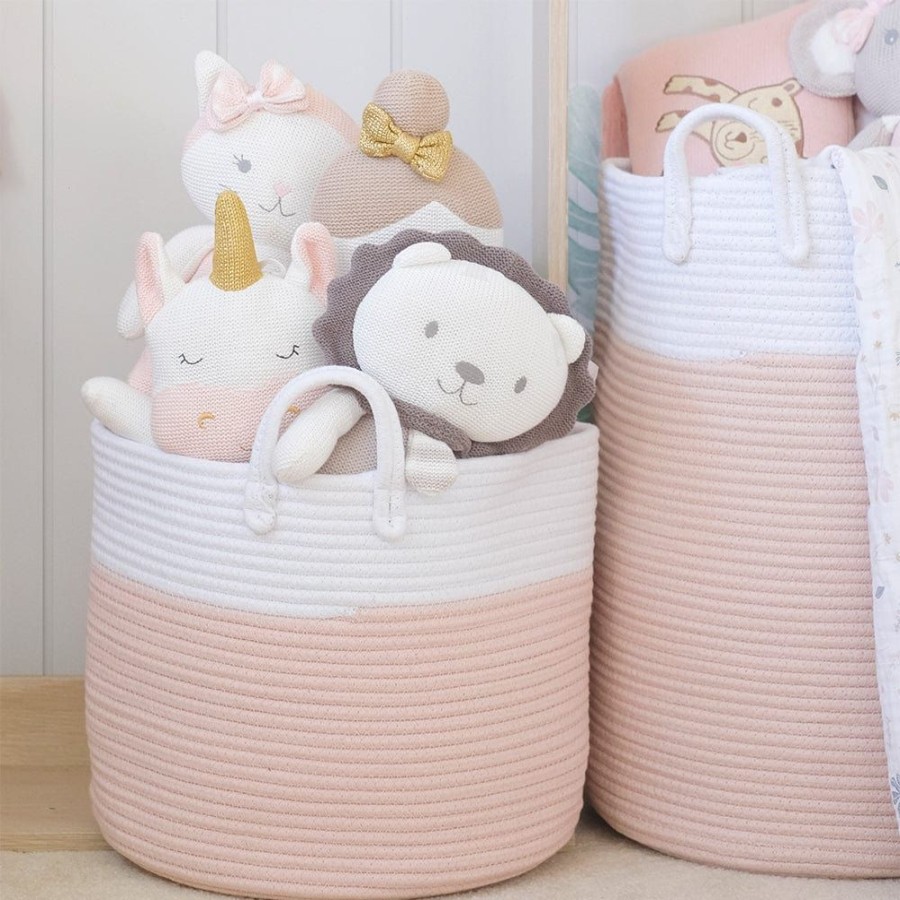 Shop Other Categories Living Textiles Nursery Storage | Living Textiles Cotton Rope Hamper Medium Blush