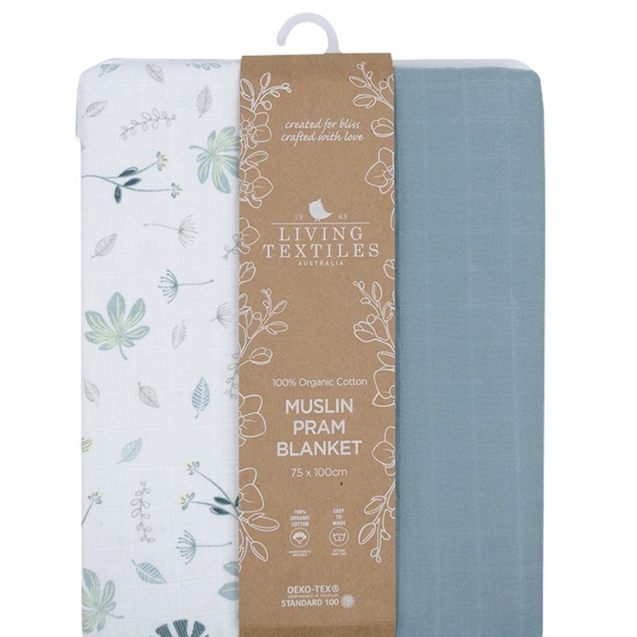 Shop Other Categories Living Textiles Bassinet & Cot Blankets | Living Textiles Muslin Pram Blanket L Banana Leaf/Tea