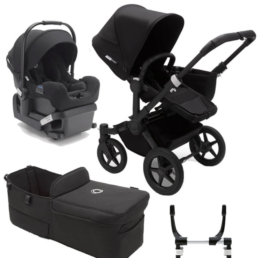 Prams & Strollers Bugaboo | Bugaboo Donkey 5 Mono Pram Turtle Capsule & Adapters Bundle Black/Midnight Black