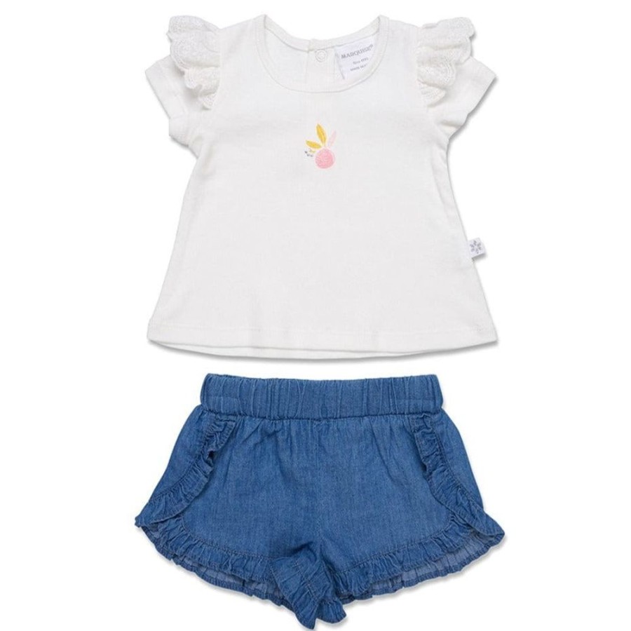 Shop Other Categories Marquise Baby Clothing & Gifts | Marquise Frilled Short Sleeve Top With Frilled Shorts 000 White/Navy