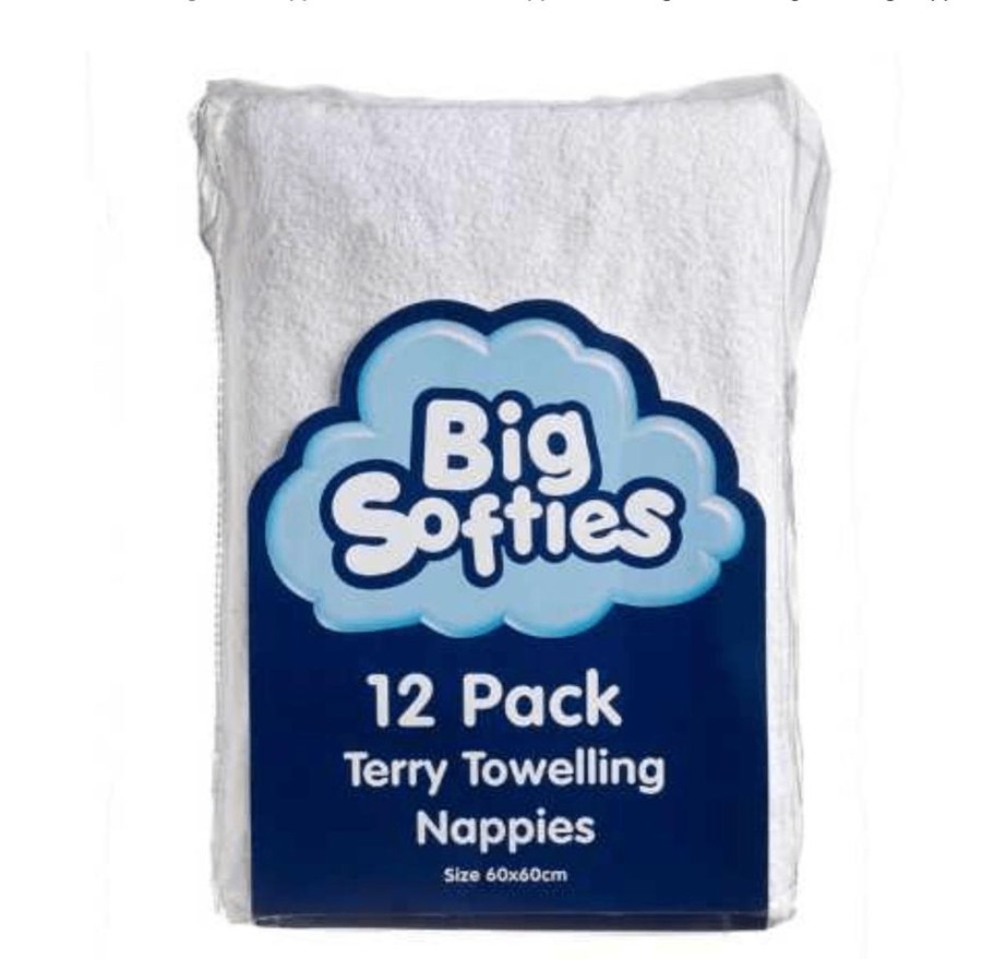 Shop Other Categories Big Softies Baby Nappies | Big Softies Terry Towelling Nappies 12 Pack White