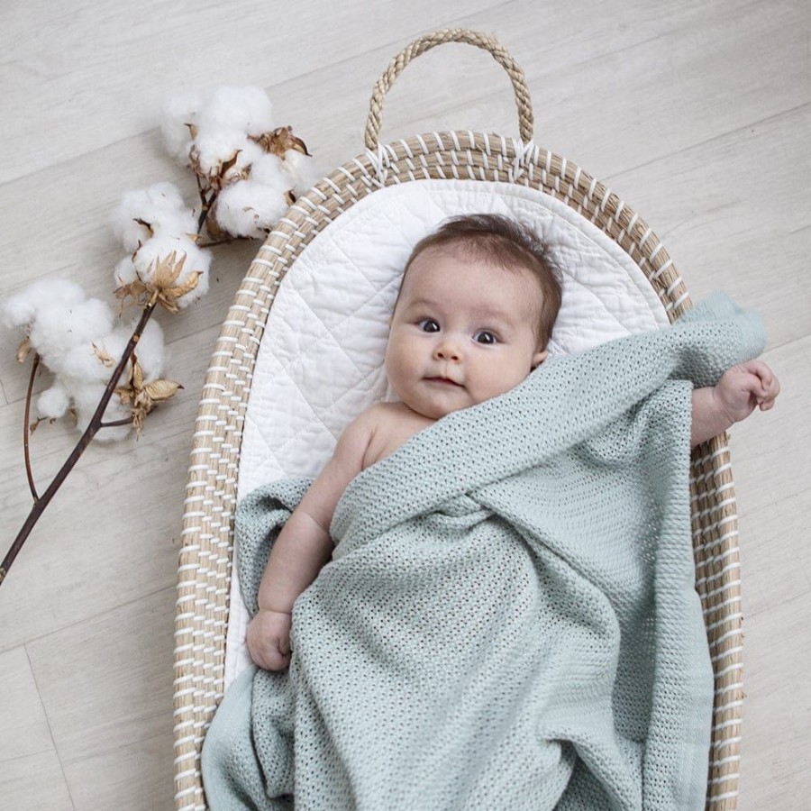 Shop Other Categories Living Textiles Bassinet & Cot Linen | Living Textiles Organic Cellular Cot Blanket Sage