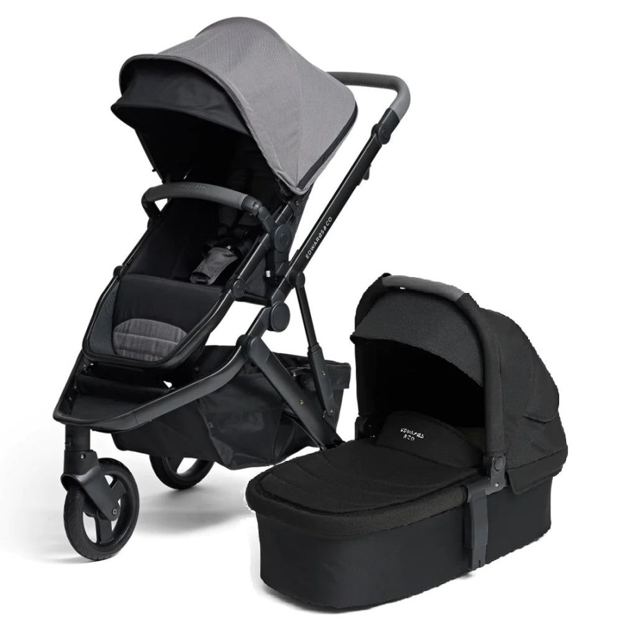 Prams & Strollers Edwards and Co | Edwards & Co Oscar M2 Pram ( ) + Bassinet With Free Stroller Board Valued At $199 Slate Grey