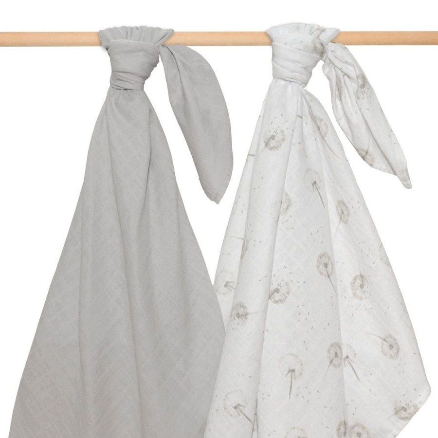 Shop Other Categories Living Textiles Swaddles & Baby Wraps | Living Textiles 2-Pack Muslin Wraps Dandelion/Grey