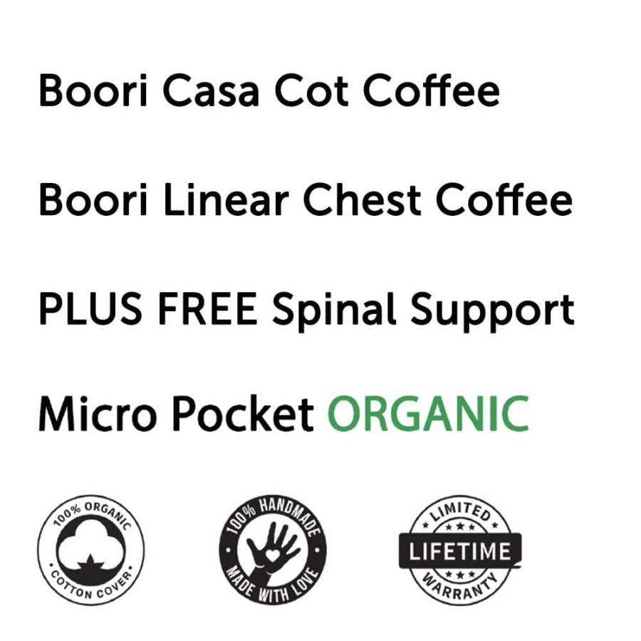 Nursery Furniture Boori | Boori Casa Cot And Linear Chest + Micro Pocket Organic Mattress Coffee