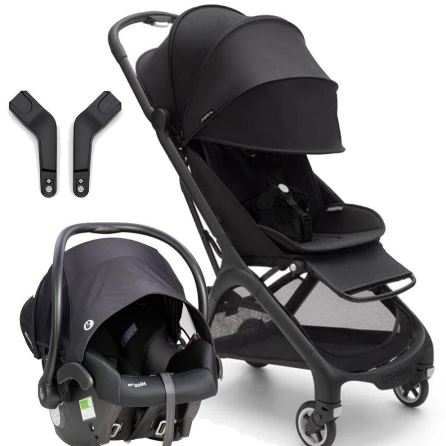 Prams & Strollers Bugaboo | Bugaboo Butterfly Travel Stroller ( ), Maxi Cosi Mico Plus Isofix Capsule (Onyx) And Adapter Package Midnight Black