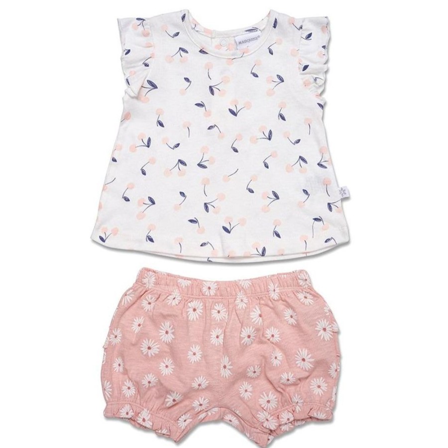 Shop Other Categories Marquise Baby Clothing & Gifts | Marquise Frilled Sleeve Jersey Top And Frilled Slub Jersey Shorts 000 Cherry