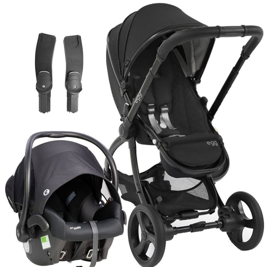 Prams & Strollers Babystyle Egg | Egg 2 Stroller ( ) + Mico Plus Isofix Capsule (Onyx) + Adaptor Just Black