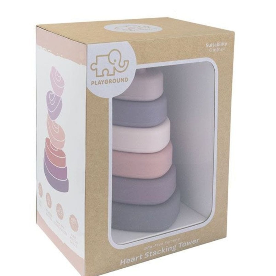 Prams & Strollers Lolli Living Pram & Stroller Toys | Playground By Living Textiles Silicone Heart Stacking Tower Multi