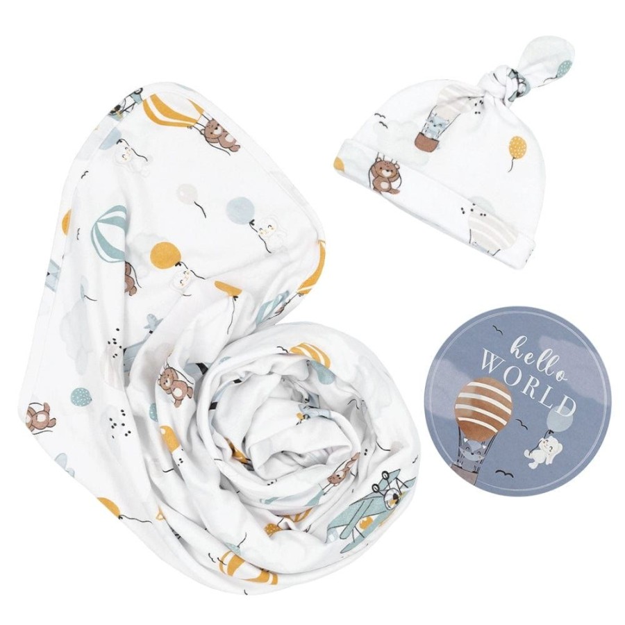 Shop Other Categories Living Textiles Baby Clothing & Gifts | Living Textiles Newborn Gift Set - Up Up & Away Up Up And Away/Stripes