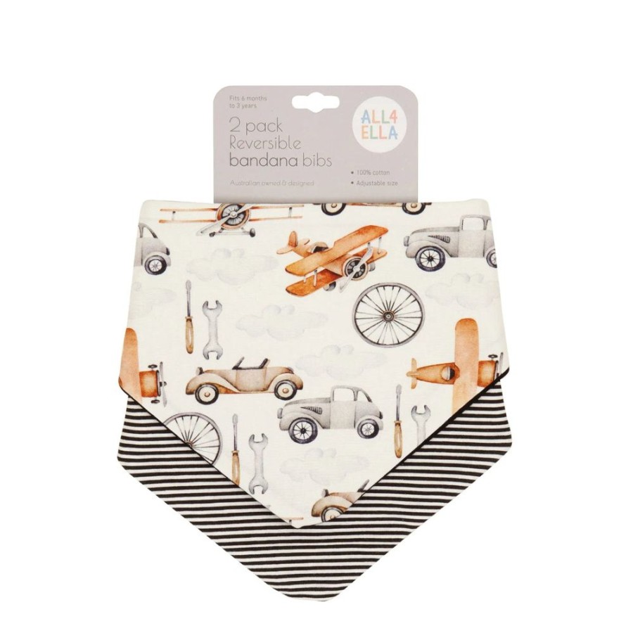 Shop Other Categories All4Ella Feeding Accessories | All4Ella Bandana Bib 2-Pack Lined Vehicle