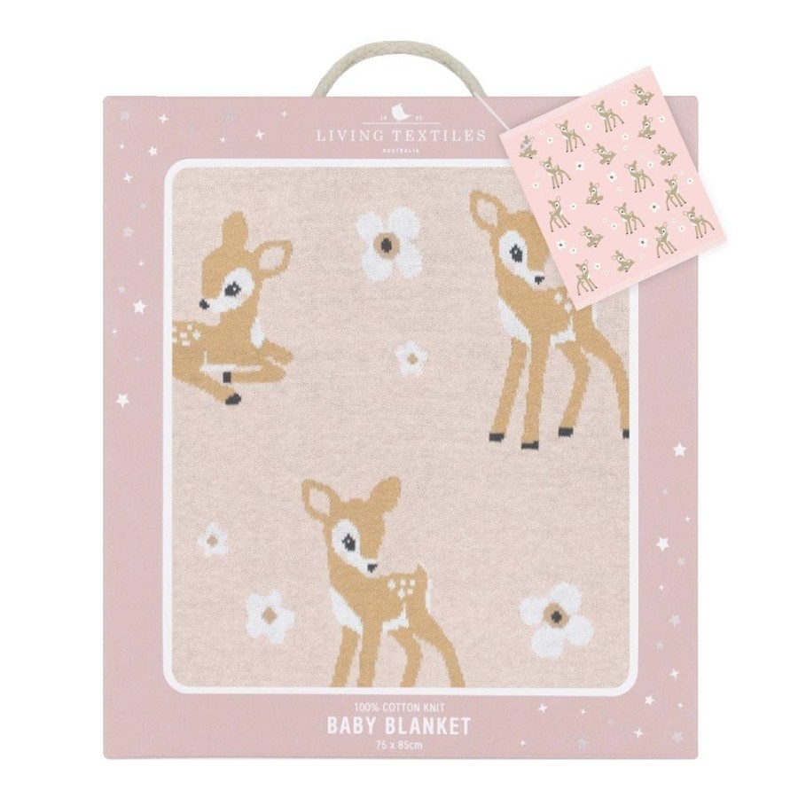 Shop Other Categories Living Textiles Bassinet & Cot Blankets | Living Textiles Whimsical Baby Blanket /Blush Fawn