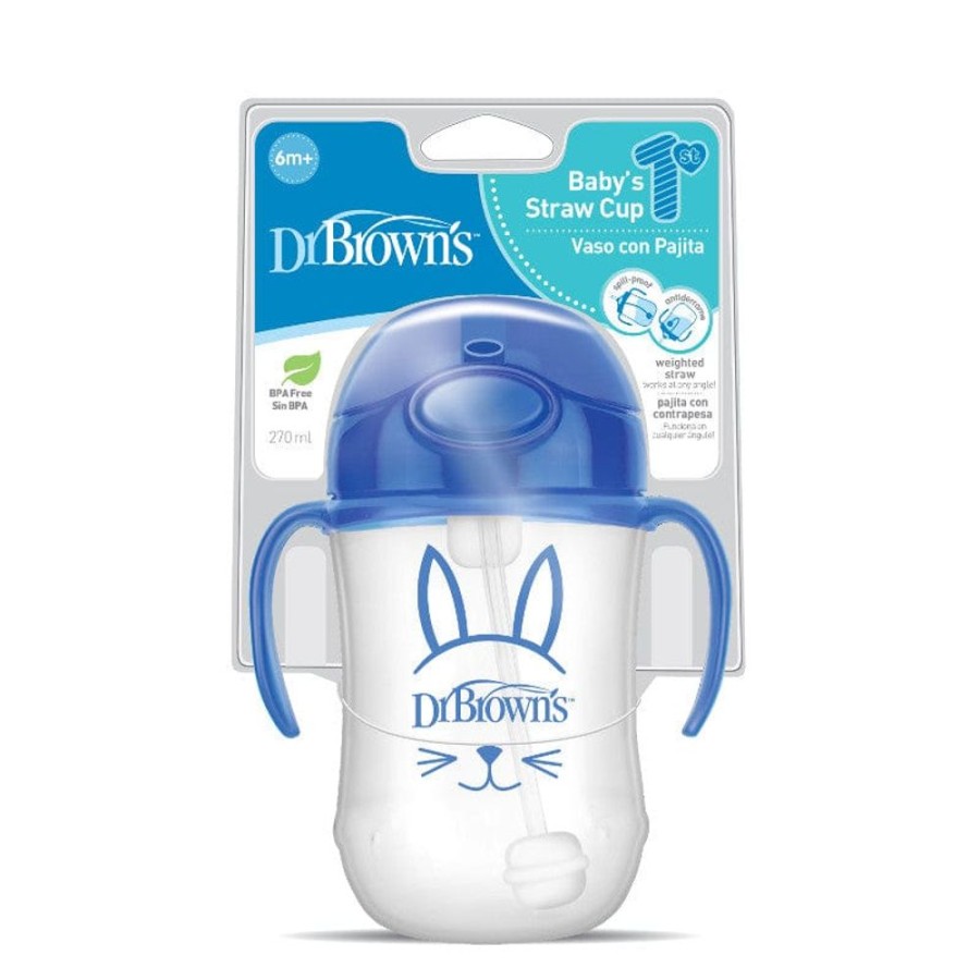 Shop Other Categories Dr Browns Feeding Accessories | Dr Browns 270Ml Babys First Straw Cup Blue