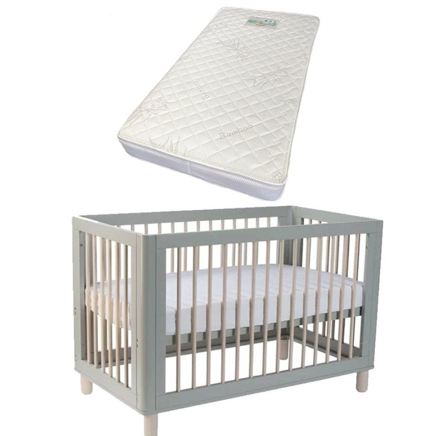 Nursery Furniture Cocoon | Cocoon Allure Cot With Bonnell Bamboo Mattress Dove Grey Dove Grey/Natural Wash