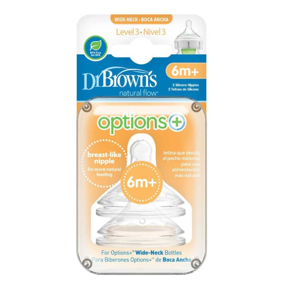 Shop Other Categories Dr Browns Newborn Feeding | Dr Browns Options+ Wide Neck 6 Months+ Teat 2 Pack