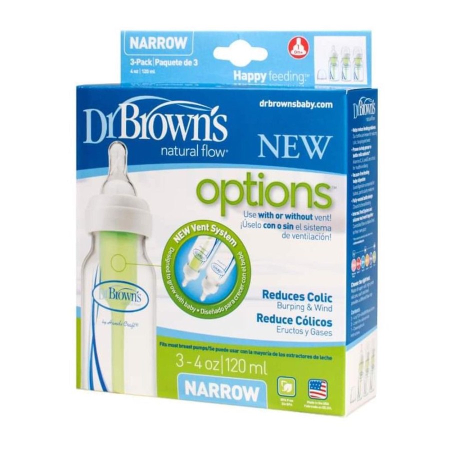 Shop Other Categories Dr Browns Newborn Feeding | Dr Browns Options+ Narrow Neck 120Ml Feeding Bottle 3 Pack