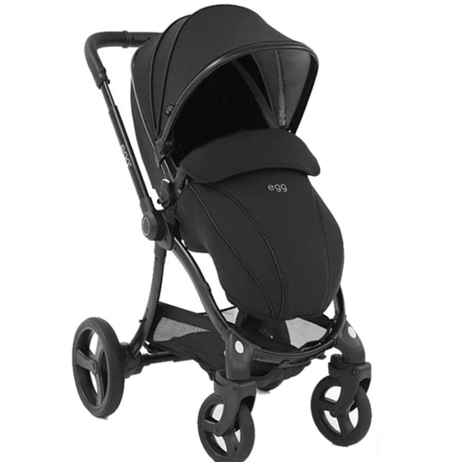 Prams & Strollers Babystyle Egg | Egg 2 Stroller ( ) With Carrycot Bassinet + Height Increaser Just Black