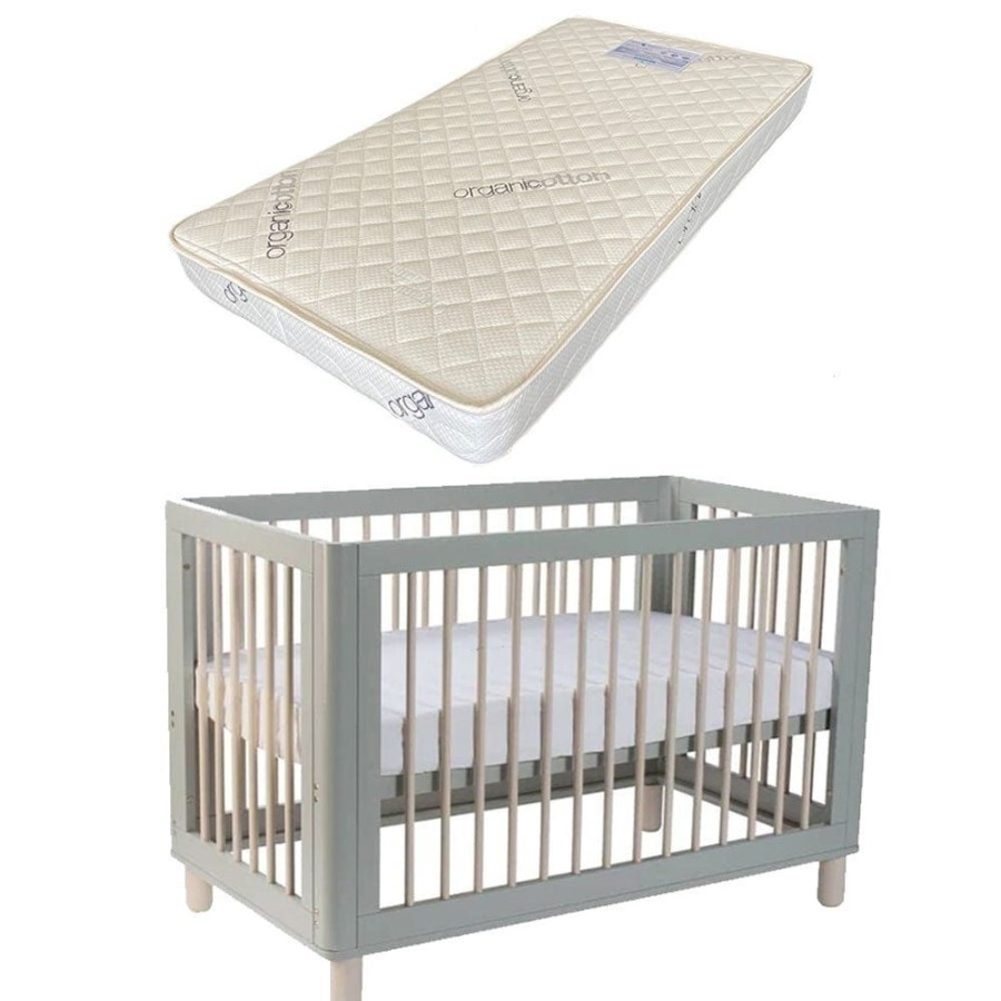 Nursery Furniture Cocoon | Cocoon Allure Cot With Bonnell Organic Mattress Dove Grey Dove Grey/Natural Wash