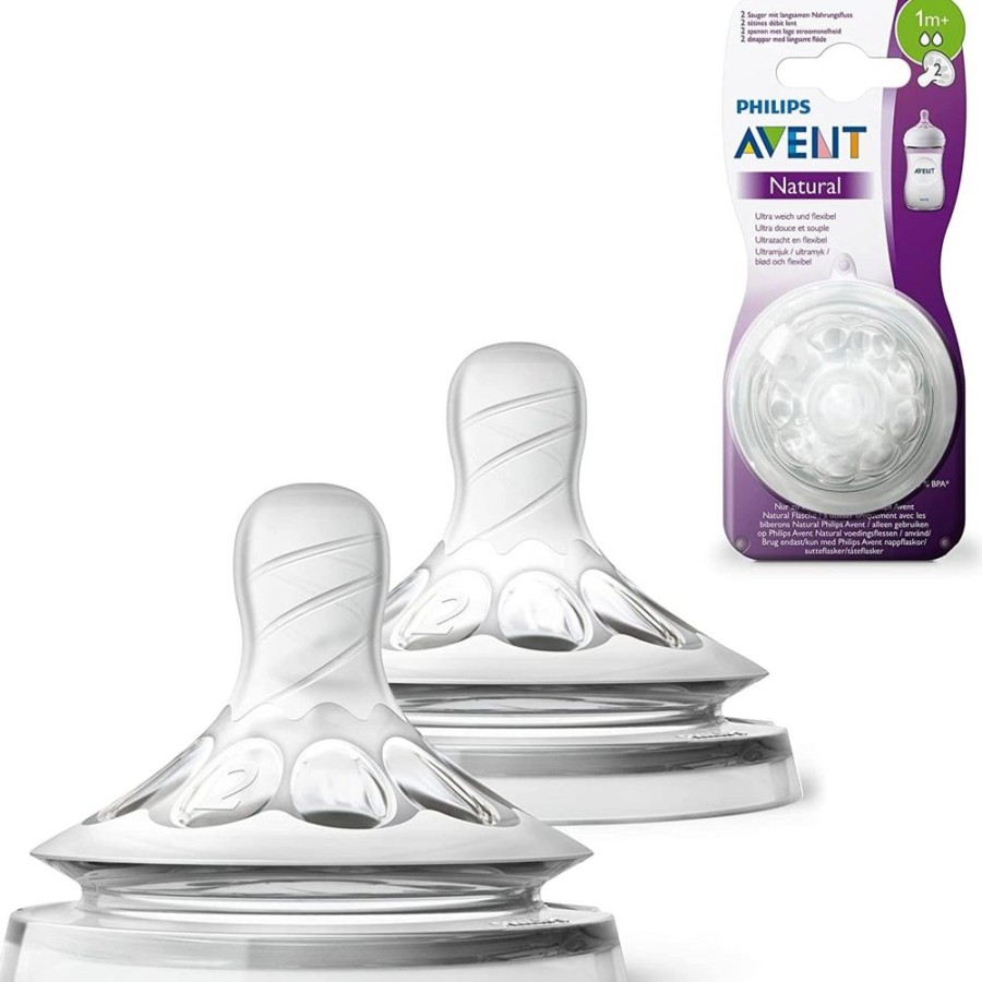 Shop Other Categories Avent Feeding Accessories | Philips Avent Natural Teats 1M+ Slow Flow 2-Pack