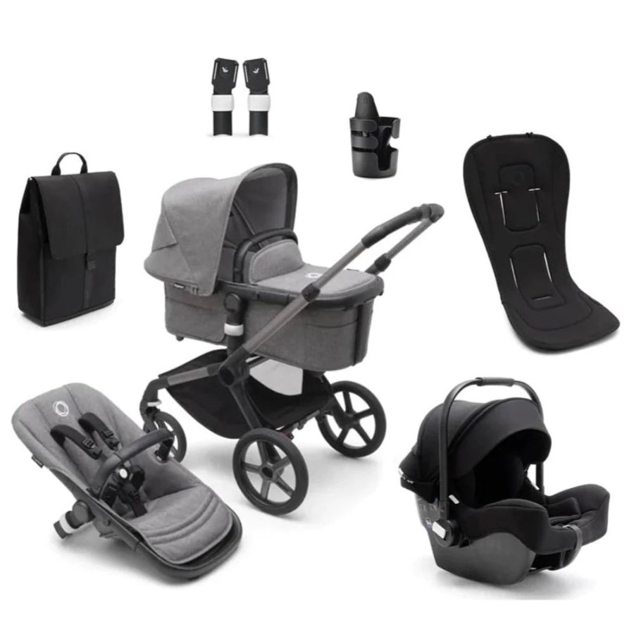 Prams & Strollers Bugaboo | Bugaboo Fox 5 Ultimate Newborn Bundle Grey Melange