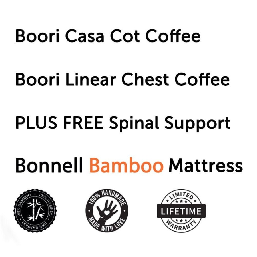 Nursery Furniture Boori | Boori Casa Cot And Linear Chest + Bonnell Bamboo Mattress Coffee