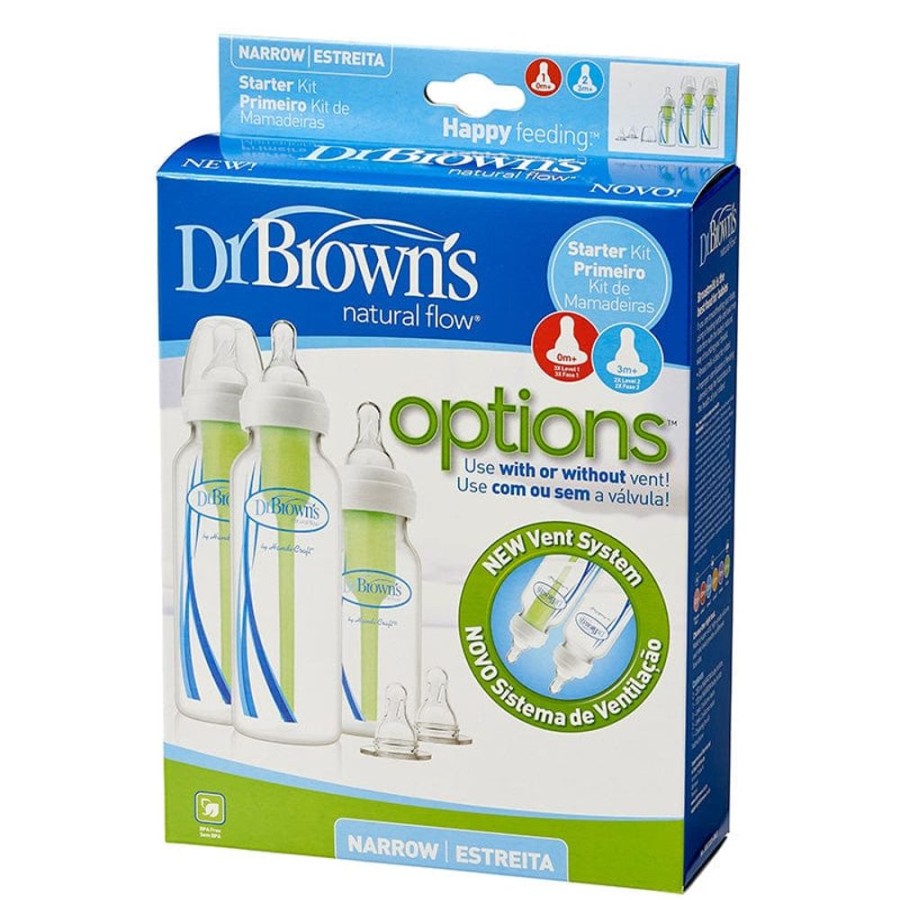 Shop Other Categories Dr Browns Newborn Feeding | Dr Browns Options+ Narrow Neck Feeding Bottle Starter Kit