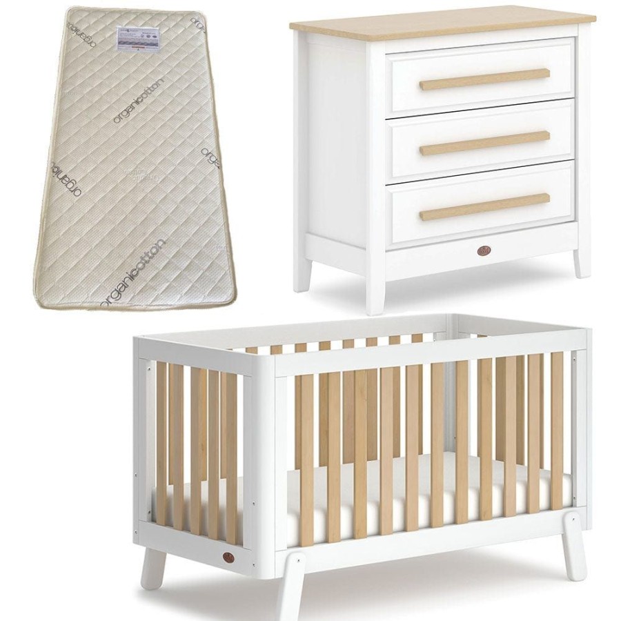 Nursery Furniture Boori | Boori Turin (Fullsize) Cot And Linear Chest Package Barley And Almond + Bonnell Organic Latex Mattress Barley/Almond