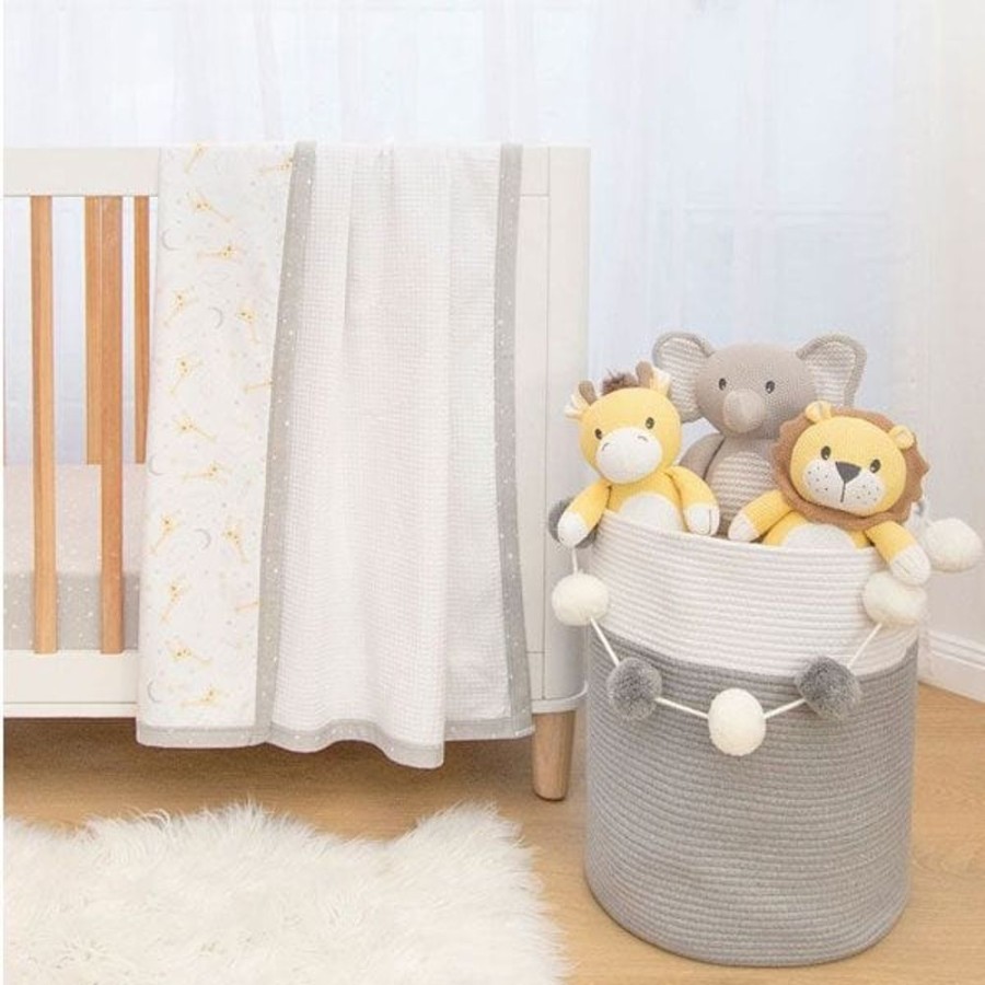 Shop Other Categories Living Textiles Bassinet & Cot Linen | Living Textiles Cot Waffle Blanket - Noah Noah/Stars