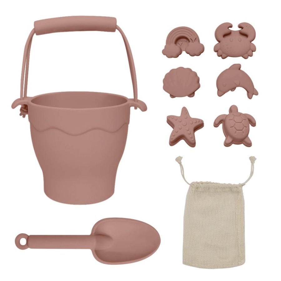 Prams & Strollers Lolli Living Pram & Stroller Toys | Playground By Living Textiles Silicone 8Pc Bucket & Spade Set Rose