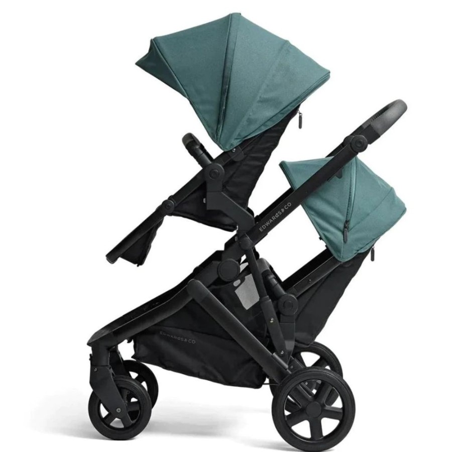 Prams & Strollers Edwards and Co | Edwards & Co Olive Pram + Second Seat ( ) And Free Carry Cot Valued At $299 Sage Green