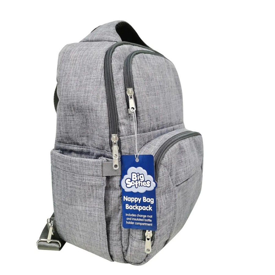 Shop Other Categories Big Softies Nappy Bags | Big Softies Nappy Bag Backpack - Grey Marle Grey Melange