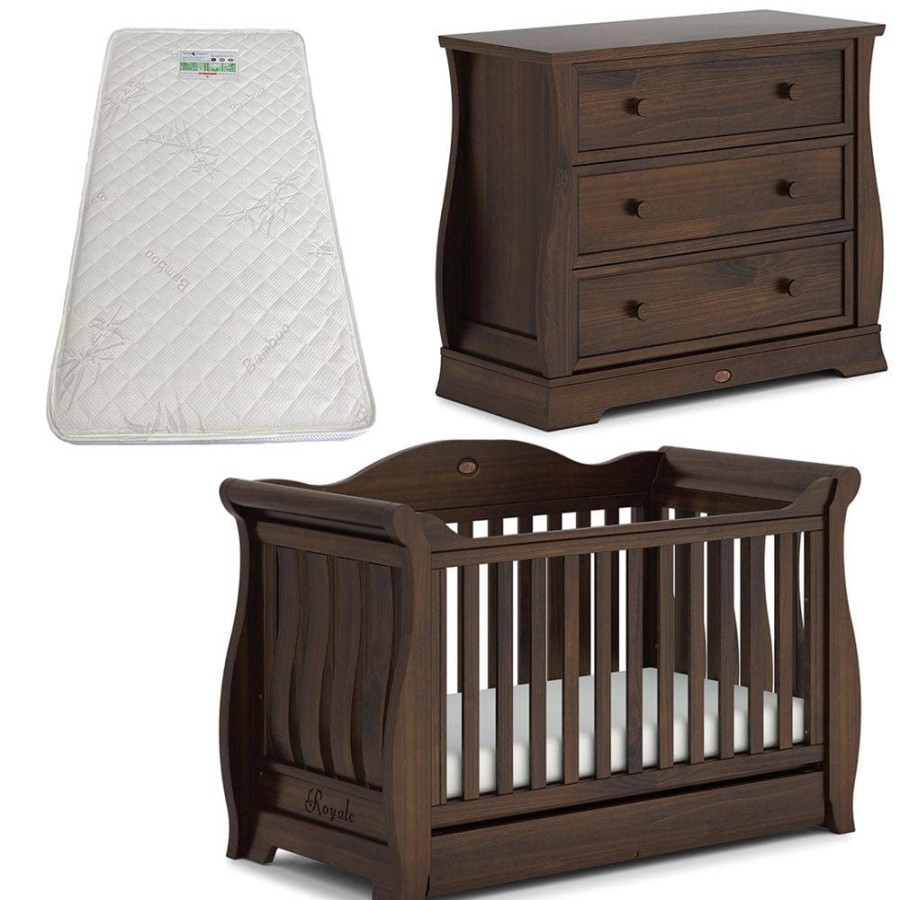 Nursery Furniture Boori | Boori Sleigh Royale Cot And Dresser + Bonnell Bamboo Mattress Coffee