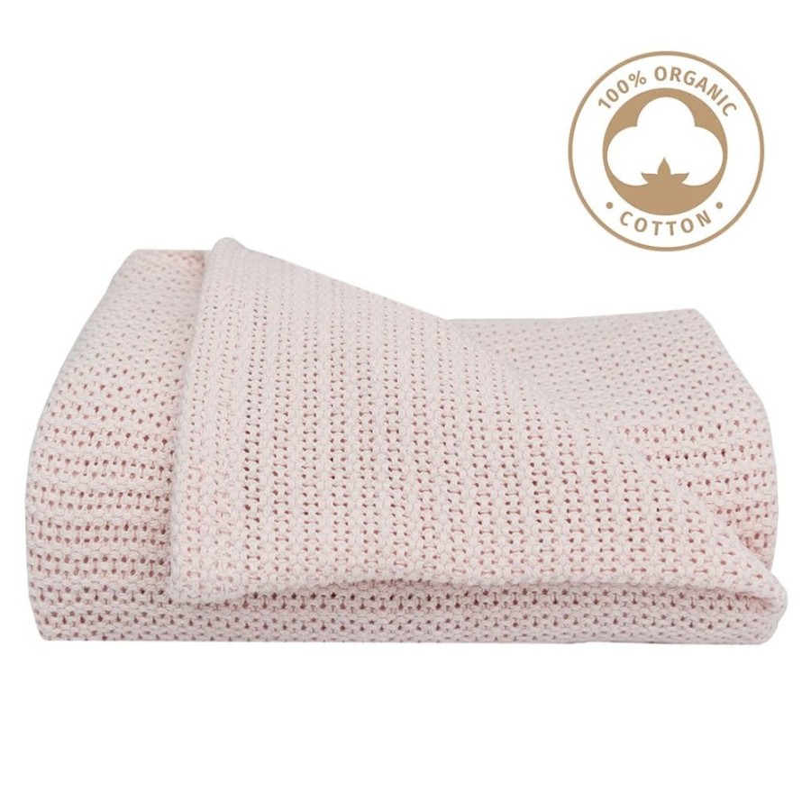 Shop Other Categories Living Textiles Bassinet & Cot Linen | Living Textiles Organic Cellular Cot Blanket Rose Quartz Pink