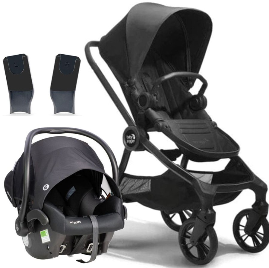 Prams & Strollers Baby Jogger | Baby Jogger City Sights (Rich Black) With Mico Plus Isofix Capsule (Onyx) + Maxi Cosi Adaptor Black/Grey