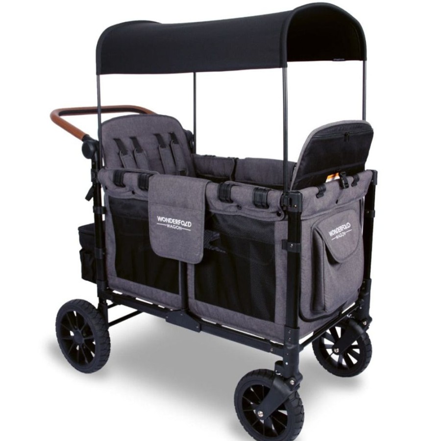 Prams & Strollers Wonderfold | Wonderfold W4 Luxe Quad Pram Wagon Grey - Special Order Charcoal