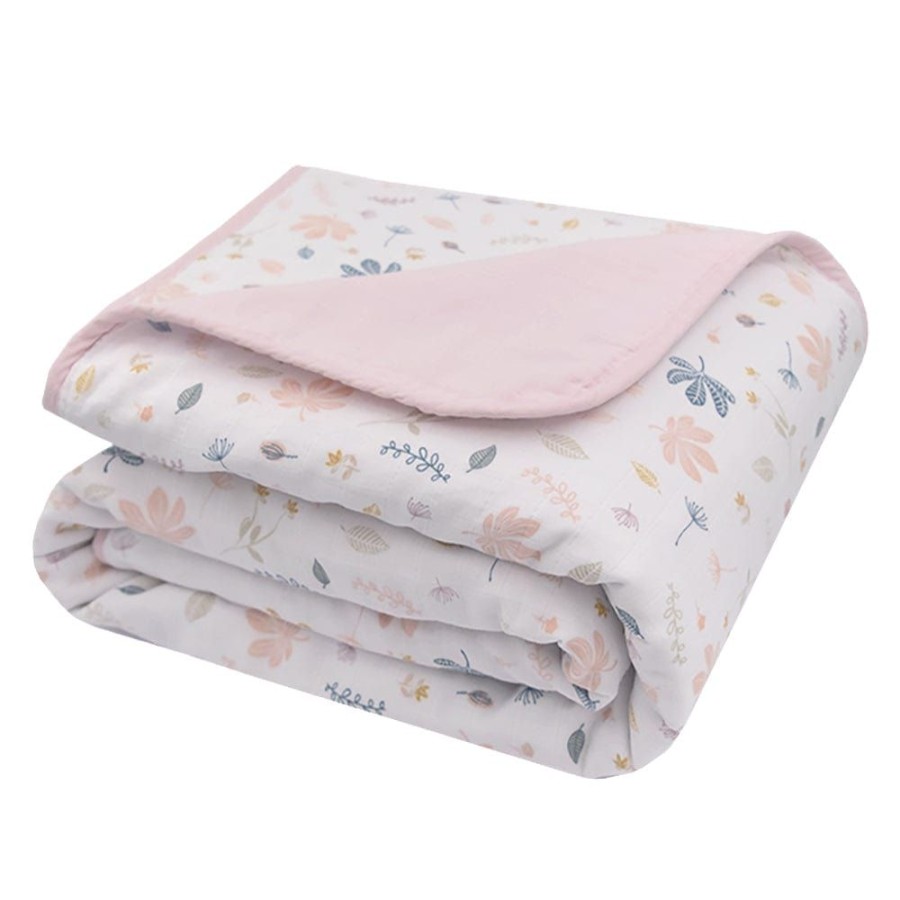 Shop Other Categories Living Textiles Bassinet & Cot Blankets | Living Textiles Muslin Cot Blanket Botanical/Blush