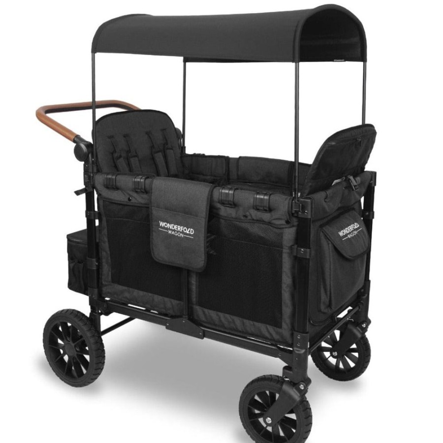 Prams & Strollers Wonderfold | Wonderfold W4 Luxe Quad Pram Wagon Special Order Volcanic Black