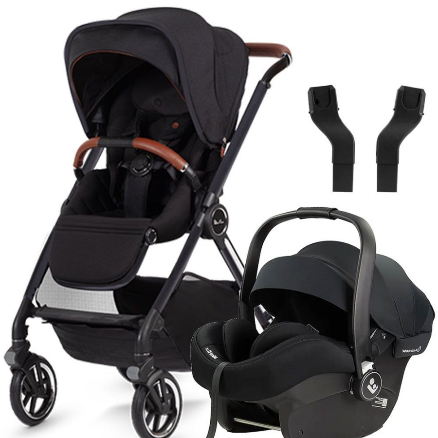 Prams & Strollers Silver Cross | Silver Cross Reef Pram + Maxi Cosi Mico 12 Capsule Onyx With Adapters Orbit