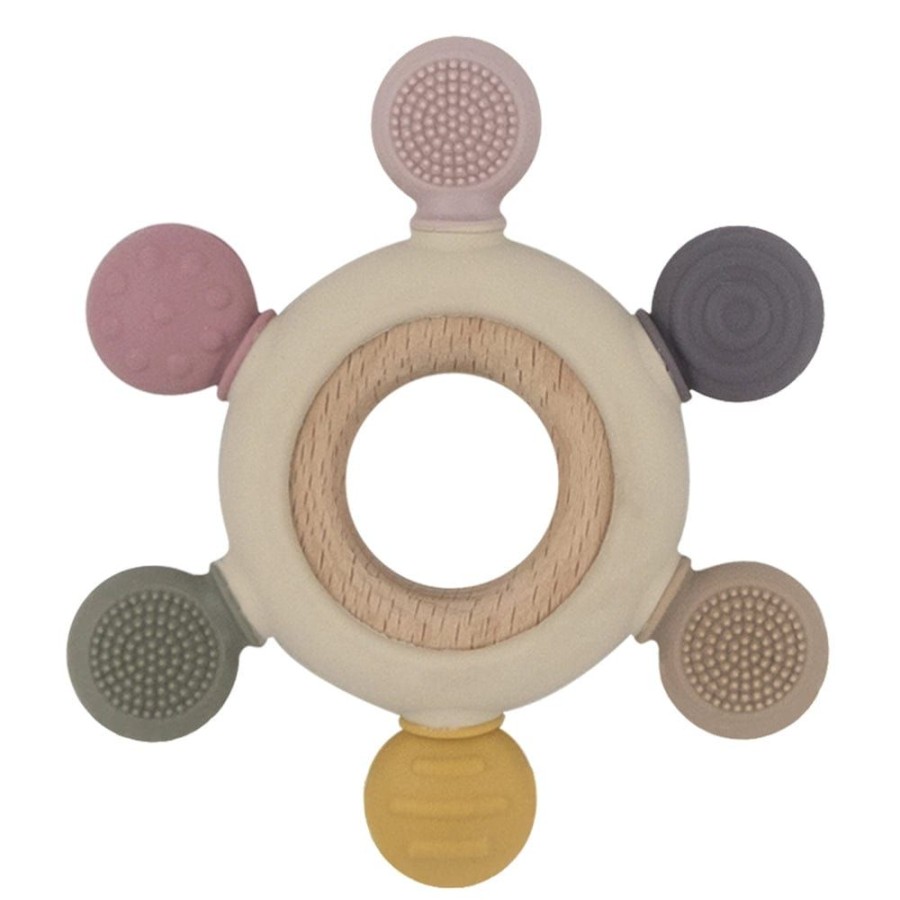 Shop Other Categories Lolli Living Baby Teethers | Playground By Living Textiles Multi-Surface Teething Wheel Rose