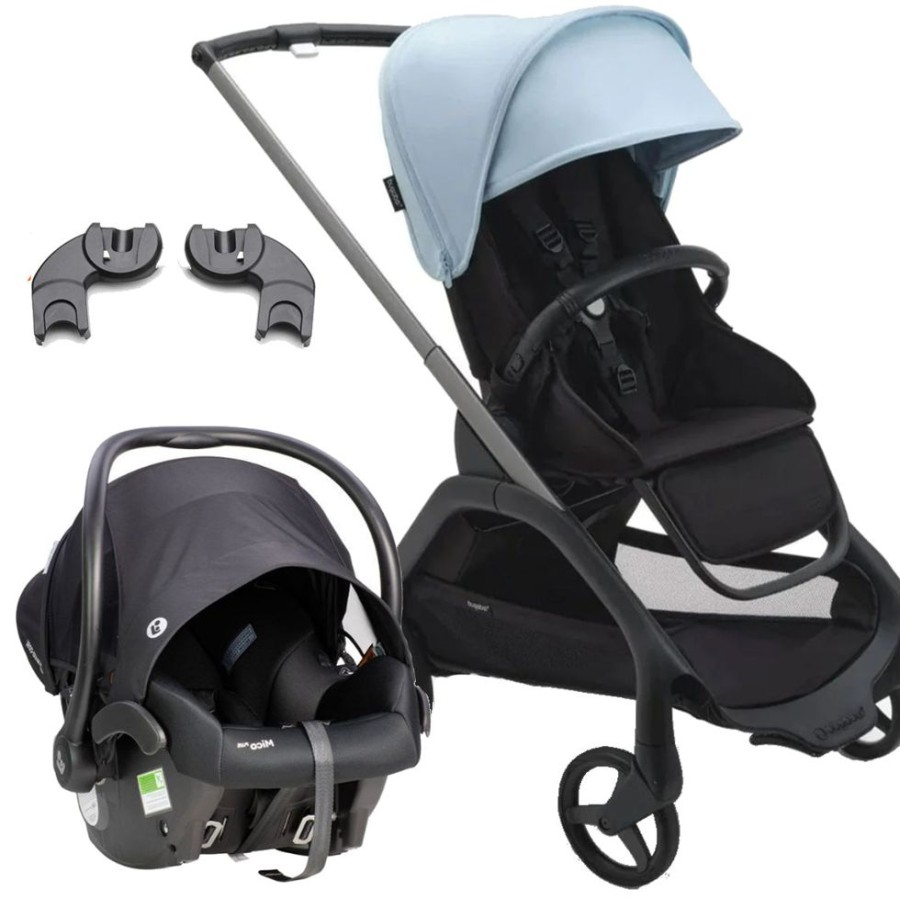 Prams & Strollers Bugaboo | Bugaboo Dragonfly Pram Skyline Blue & Maxi Cosi Mico Plus Isofix Capsule (Onyx) With Adapters Bundle