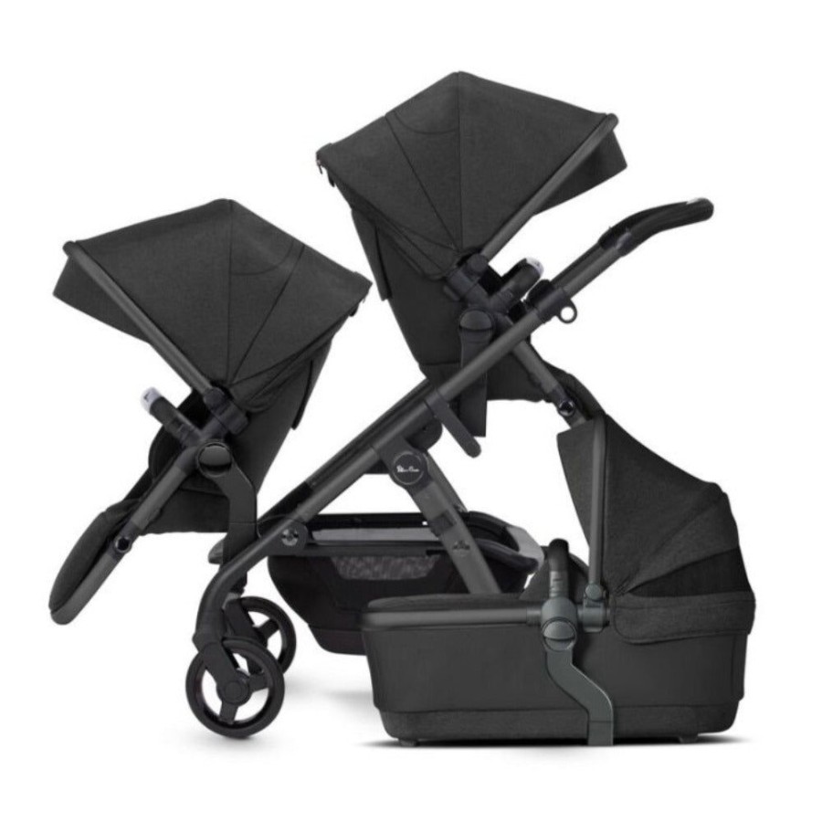 Prams & Strollers Silver Cross | Silver Cross Wave Pram, Carrycot And Second Seat + Free Footmuff Valued At $299 - Pre Order February Onyx