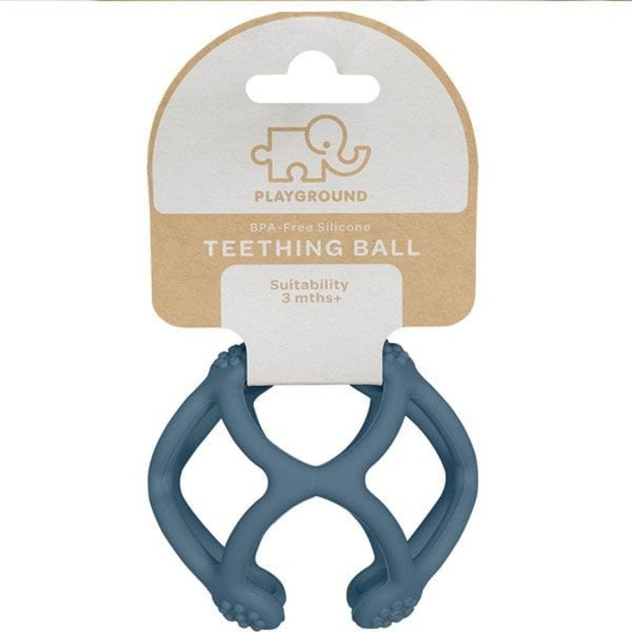 Shop Other Categories Lolli Living Baby Teethers | Playground By Living Textiles Silicone Teething Ball Steel Blue