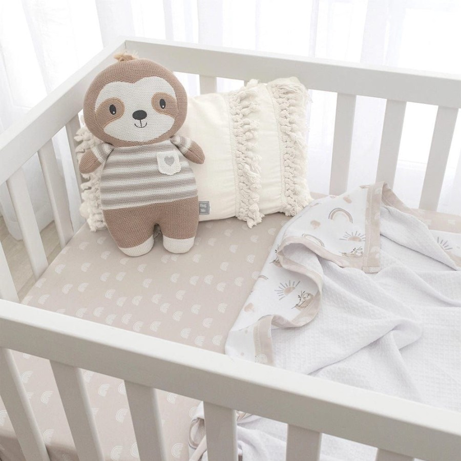 Shop Other Categories Living Textiles Bassinet & Cot Blankets | Living Textiles Cot Waffle Blanket - Sloth Sloth/Rainbow