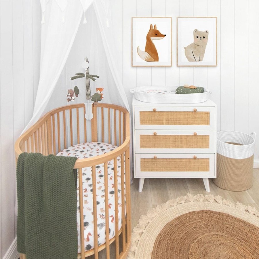 Shop Other Categories Living Textiles Bassinet & Cot Linen | Living Textiles 2-Pack Round/Oval Cot Fitted Sheets Forest Retreat