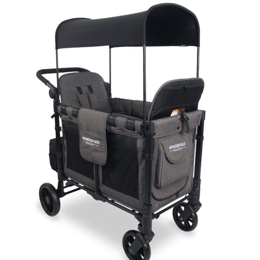 Prams & Strollers Wonderfold | Wonderfold W2 Elite Double Pram Wagon Grey - Special Order Charcoal