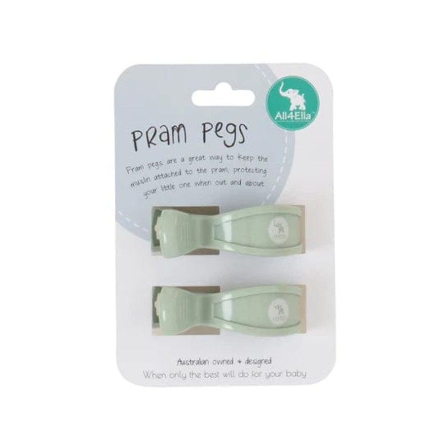 Prams & Strollers All4Ella Pram Clips & Hooks | All4Ella 2 Pack Pram Pegs Sage