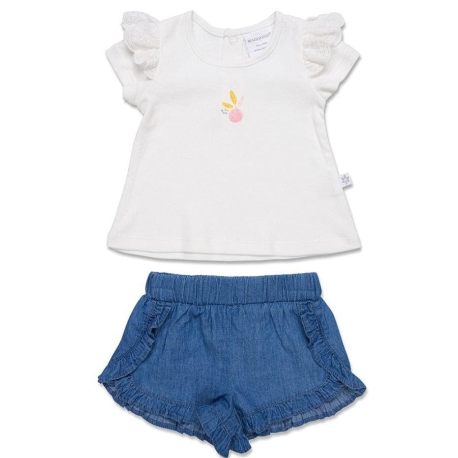 Shop Other Categories Marquise Baby Clothing & Gifts | Marquise Frilled Short Sleeve Top With Frilled Shorts 00 White/Navy