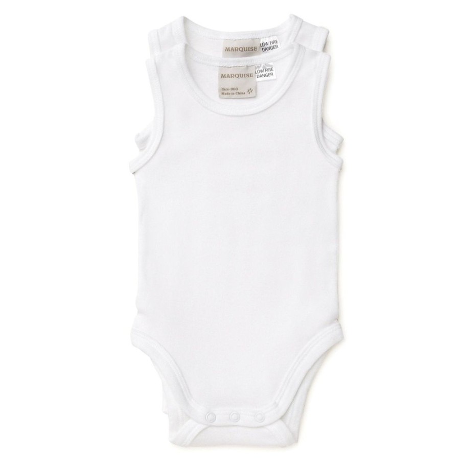 Shop Other Categories Marquise Baby Clothing & Gifts | Marquise 2 Pack Sleeveless Bodysuits 0000 White